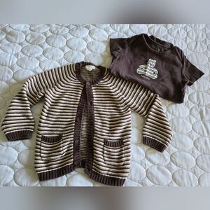Baby Gap Striped Organic Cotton Onsie Cardigan Sweater 6-12 Cottagecore Scandi